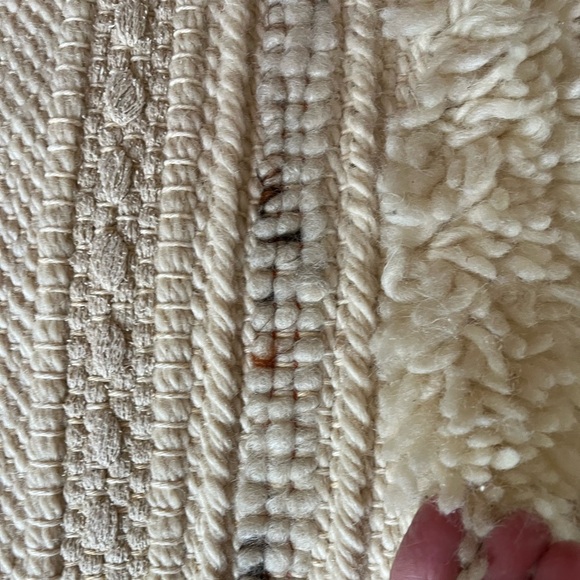 Textured Decorative Pillow 23”x16” Fibers natural cream & Tassels *Wool Blend - Picture 7 of 11